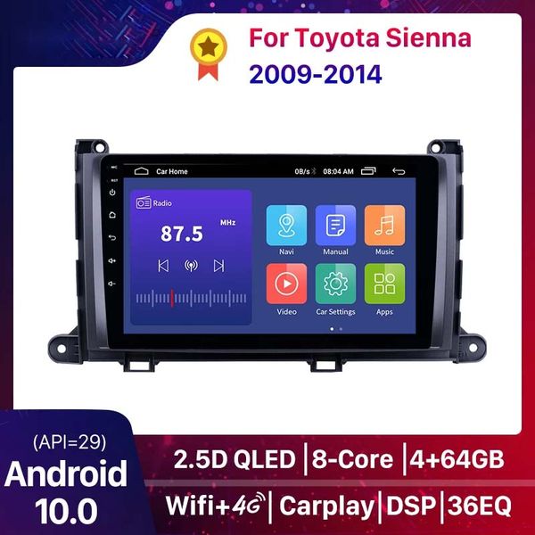 

9 inch android 10.0 dsp car dvd stereo player for toyota sienna 2009-2014 head unit gps carplay 2+32g qled