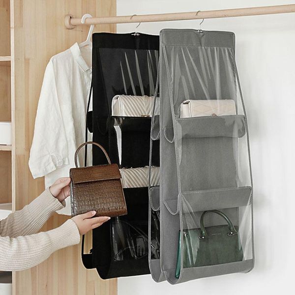 

hanging handbag organizer for wardrobe closet transparent storage bags door wall clear sundry shoe bag with hanger pouch boxes & bins