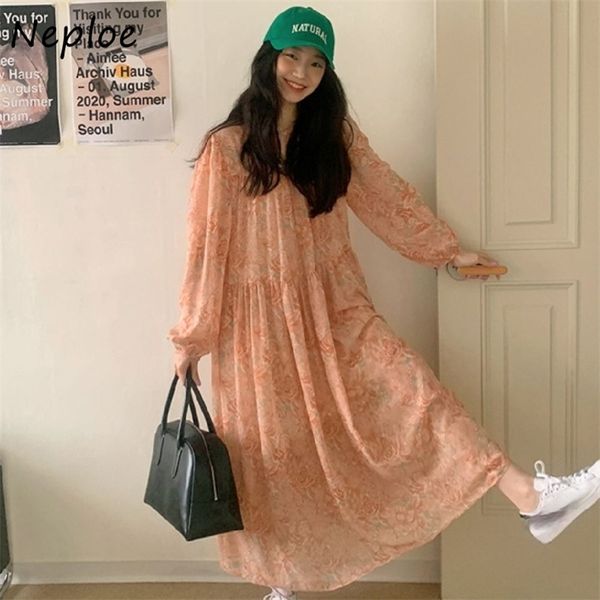 

o neck pullover long sleeve loose dress women vintage print holiday bohemian high waist hip a line vestidos spring robe 210422, Black;gray