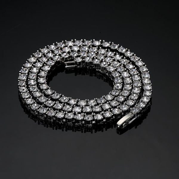 

chains 4mm iced out tennis bracelet necklace men chain fashion hip-hop jewelry women 16/18/20/24/30inch choker gift, Silver