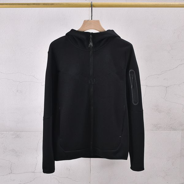

european american style men's sports hoodie hooded jacket tech fleece casual knitted full-length zipper cardigan tracksuit cu4490, Black