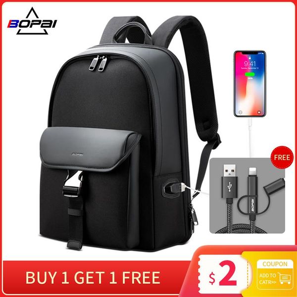 

backpack bopai men's bag business casual shoulder bagpack 15.6-inch computer trend fashion simple travel