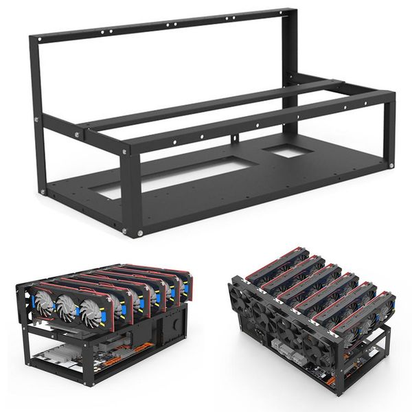 

mining rig frame 6/8 gpu steel open mining bitcoin computer case rack for crypto coin currency bitcoin mining eth/etc/zec ether accessories
