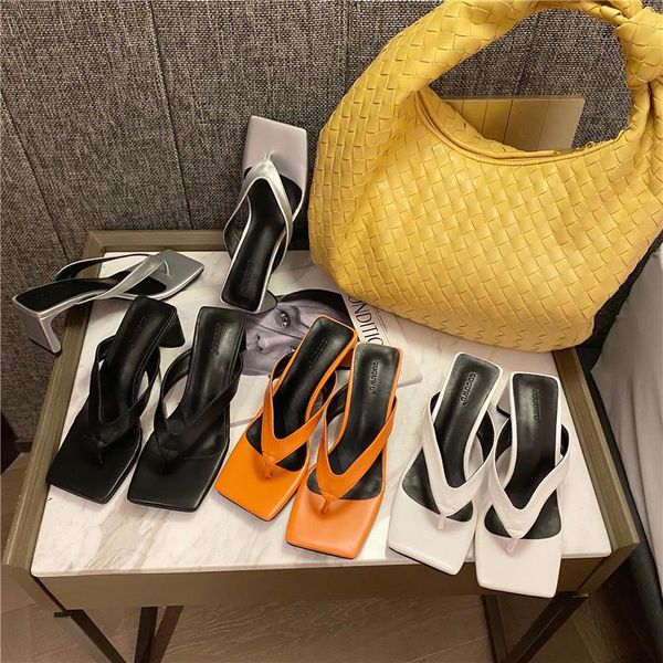 

slippers women slides leather slip-on sandals open square toe tonal covered heel ladies clip slip on shoes mid heels mules, Black