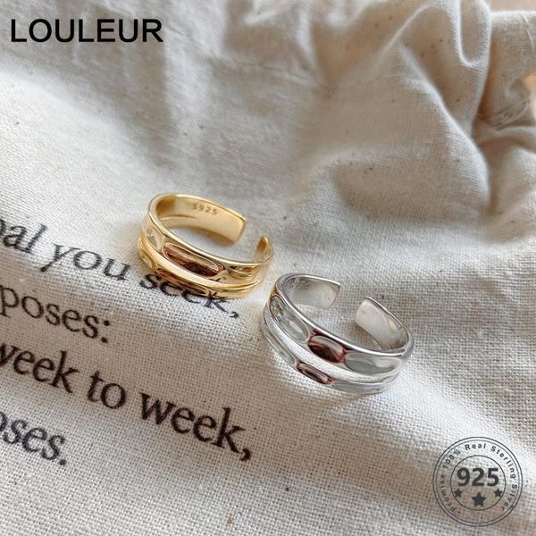 

cluster rings louleur real 925 sterling silver bridal sets ring geometric minimalist for women fashionable wedding/anniversary jewelry, Golden;silver