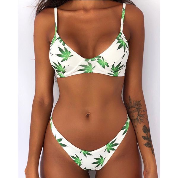 

brand bathing suit women leaf fashion tropical bikini 2021 summer swimming beachwear swimsuit for women swimwear girlsby air