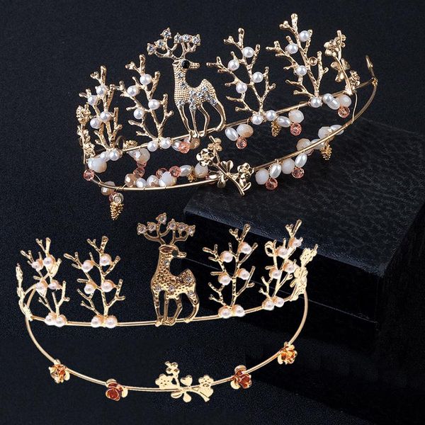 

hair clips & barrettes fashion fawn crown headband wedding party bridal tiara bride hoop pearl hairband cake decor women accessories, Golden;silver