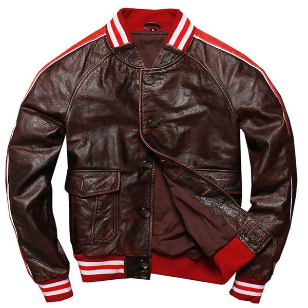 

men's leather & faux european real cow jacket winter trench coat automotive mans genuine button down fashion streetwear a800, Black