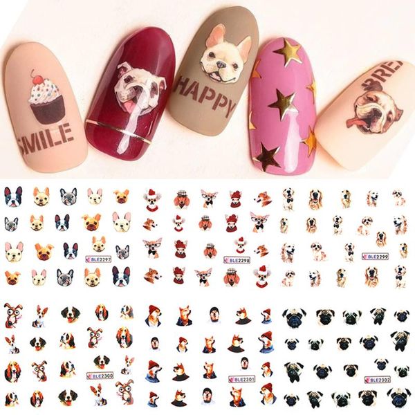 

stickers & decals 11pcs cartoon dog nail art sticker full wrap puppy animals wraps decal labrador retriever teddy decor sable2292-2302-1, Black