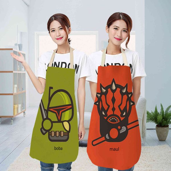 

apron alien print cotton linen cartoon hanging neck children's kitchen