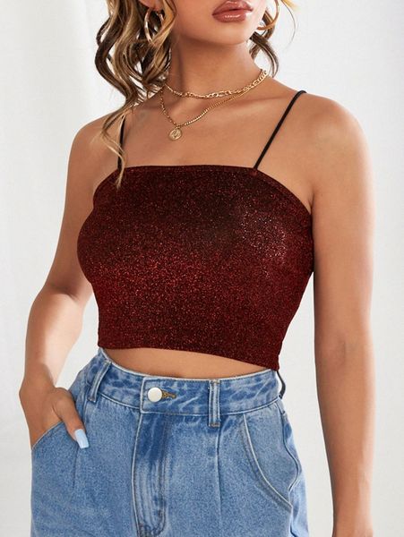 

glitter crop cami j57e#, White