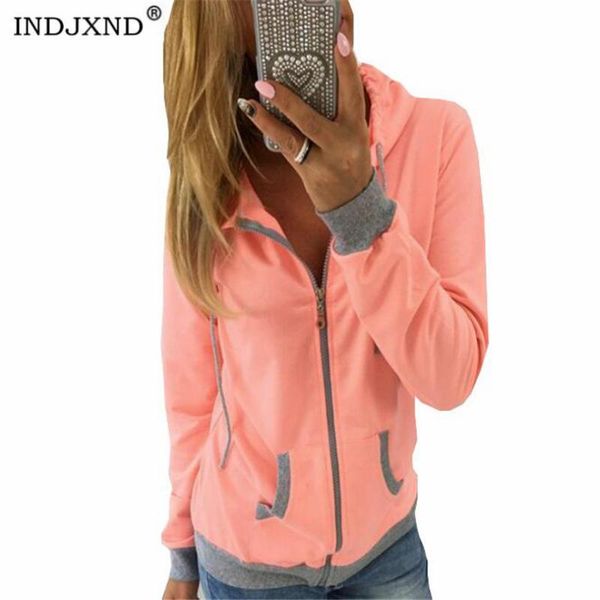 

women's hoodies & sweatshirts indjxnd fahsion womens zipper decoration long sleeve ladies casual spring autumn pullovers female, Black