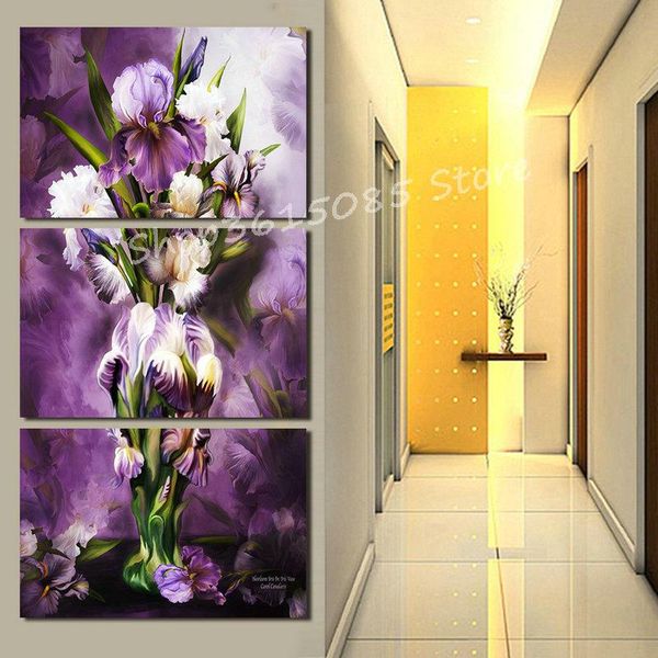 

diamond painting full square / round 5d diy purple flowers tulips 3d embroidery rhinestone mosaic 3pcs