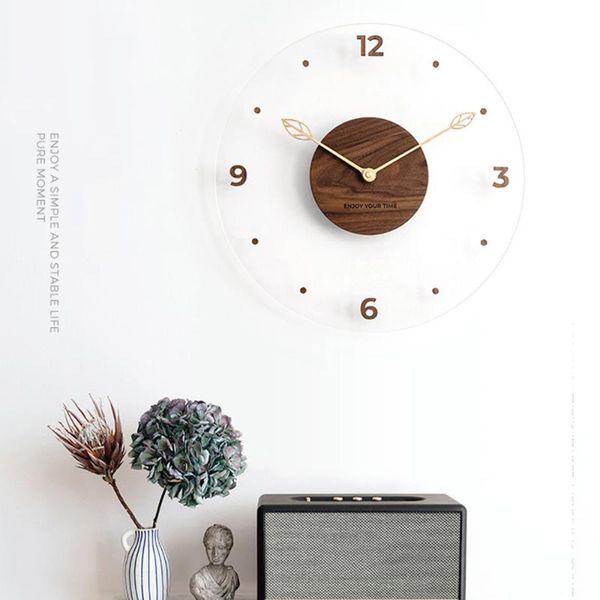 

wall clocks decor wood silent 3d stickers design kitchen acrylic home living room