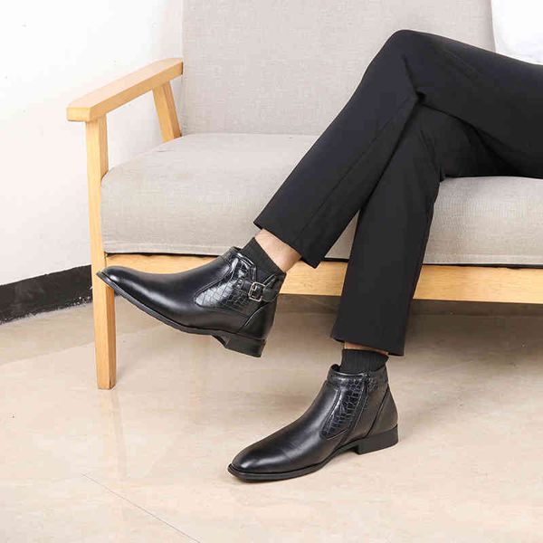 

dress shoes wootten marca masculina botas de inverno qualida superior masculino sonw tamanho 40-46 sapatos couro zqa5, Black