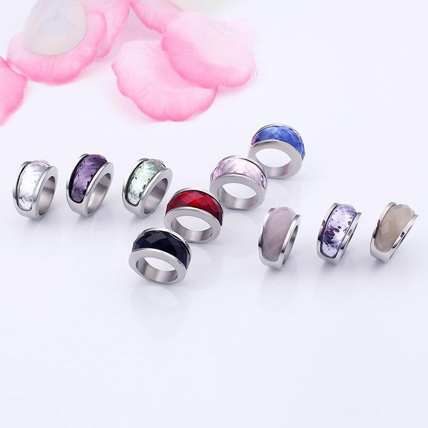 

wedding rings multiple colour large for women jewelry big crystal stone ring gold 316l stainless steel anillos, Slivery;golden