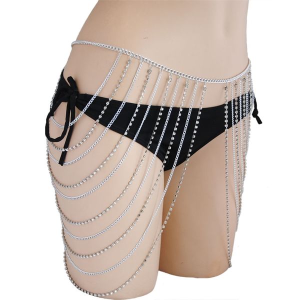

luxury crystal belly waist chain belly chains summer fashion body chain for women girls 261 q2, Silver