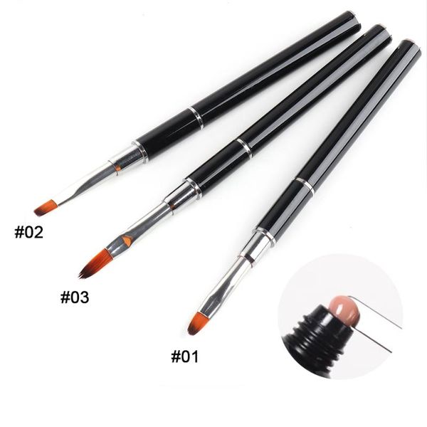 

nail brushes 1pcs double headed art acrylic brush quick extension gel builder drawing stick stainless pen manicure accessory tool pp1841, Yellow