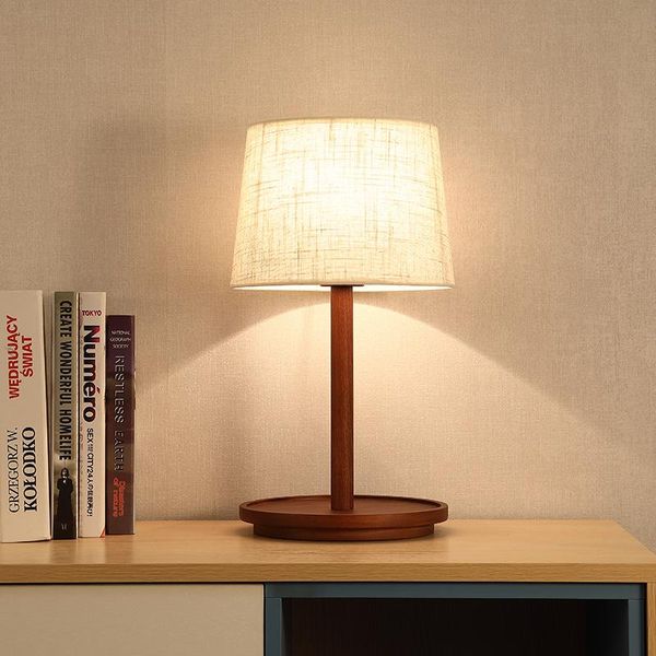 

table lamps nordic reading bedroom bedside solid wood lamp el room simple retro japanese study desk