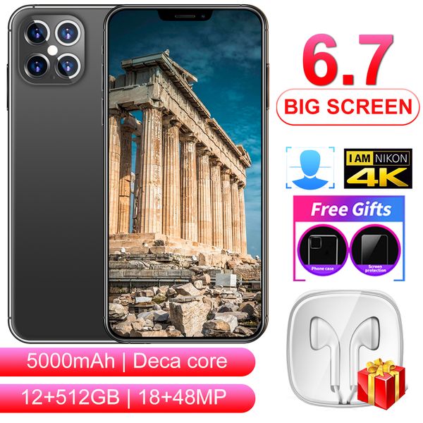 

global version original android phones smartphone 6.7inch cellphone dual sim camera 5g 4g cell mobile smart phone face unlock