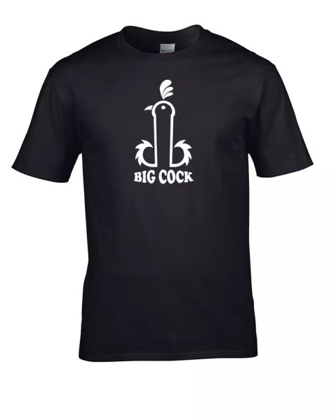 

big cock- cockrel double entendre- men's t-shirt, White;black