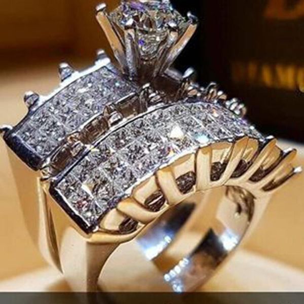 

wedding rings milangirl fashion crystal designer ring for men women all zircon party anniversary couple lovers jewelry, Slivery;golden