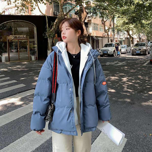 

bread suit women's winter loose thickened cotton padded jacket down student, Black