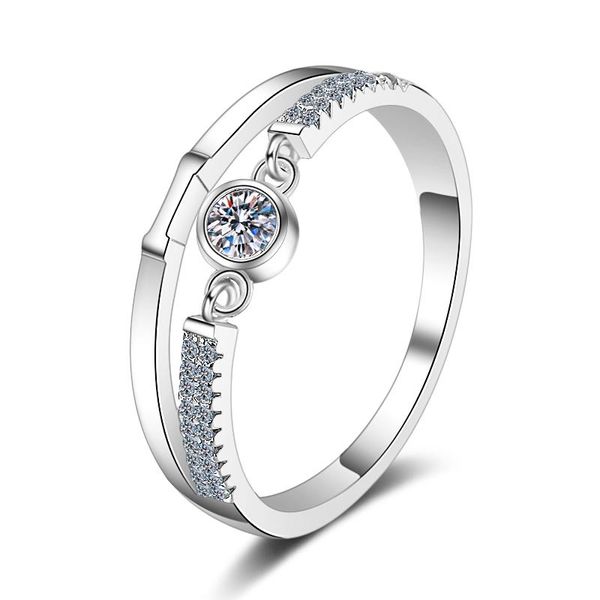 

cluster rings anziw 925 sterling silver moissanite diamond 0.1ct fashion personalization engagement ring for women jewelry gifts, Golden;silver