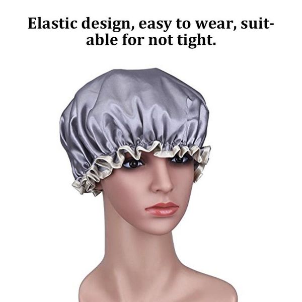 

shower caps quick-drying satin hair cap night sleep ladies female silk long hat for bathing unisex