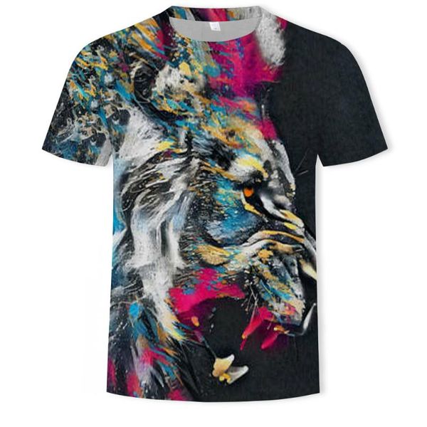 

men's t-shirts short sleeve tiger t-shirt 3d printing spring summer casual breathable street harajuku style -selling, White;black