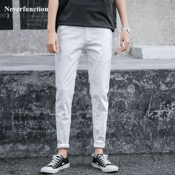 

pant men business casual simple solid pencil stretch fabrics korean street skateboard cotton slim fit joggers trousers, Black