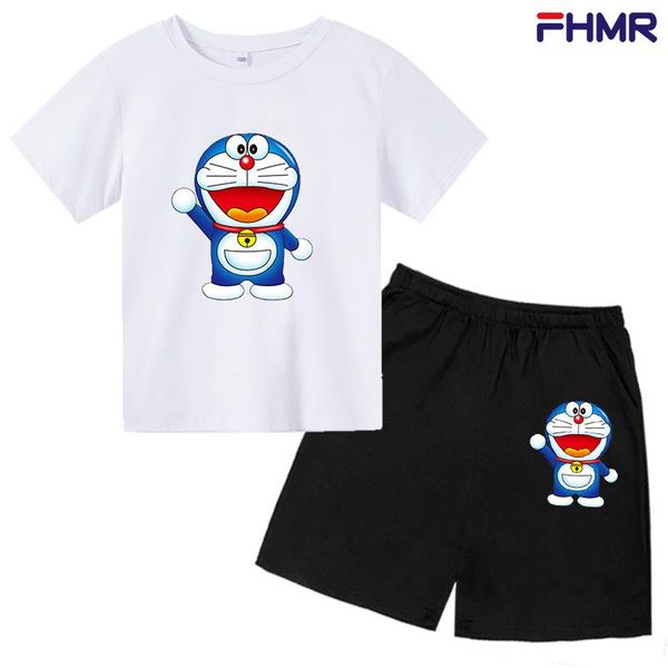 

clothing sets baby boys girls summer clothes cartoon cat 100%cotton short sleeve t-shirt+shorts pants 2pcs kids infants suits, White