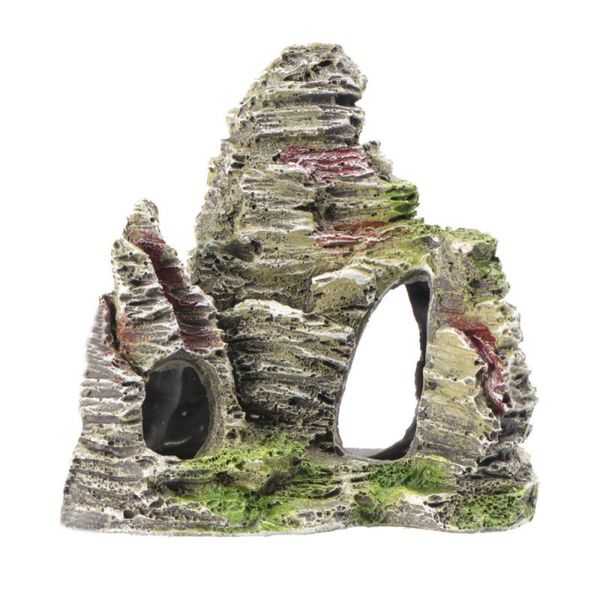 

decorations 1pc aquarium landscape rockery fish tank decor vivid craft artificial mountain for (dark brown)