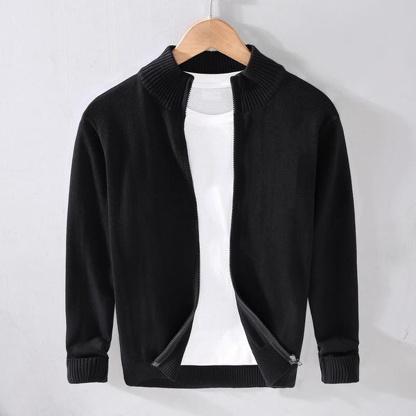 

men's sweaters mid neck solid color cardigan in 2021, White;black