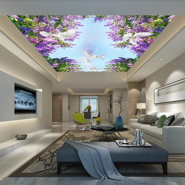 

wallpapers beautiful purple flowers sky po wallpaper custom 3d ceiling mural ktv el dining room living frescoes home decor