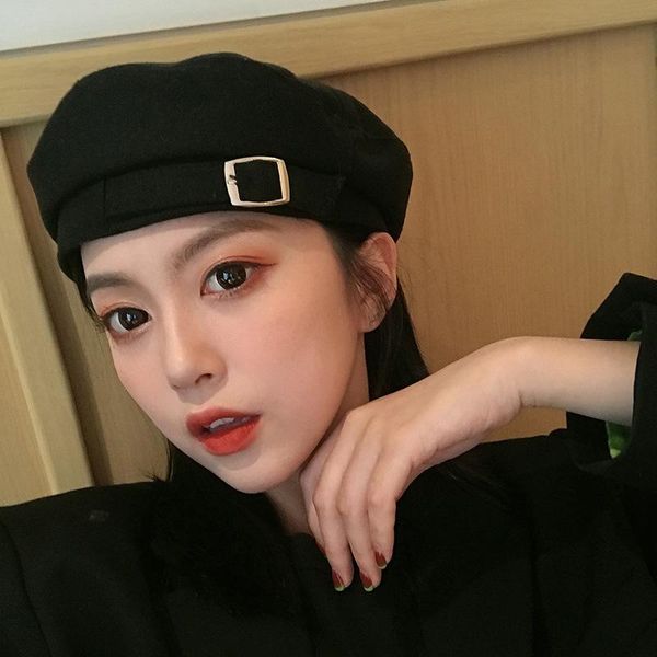 

fashion candy color button women autumn winter hat beret female cap outdoor travel de mujer present lady berets, Blue;gray