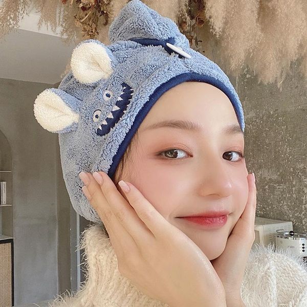 

hair turban quick dry bath drying towel head wrap hat cap bathing tool cartoon pattern hooded towels for kid women girl shower caps