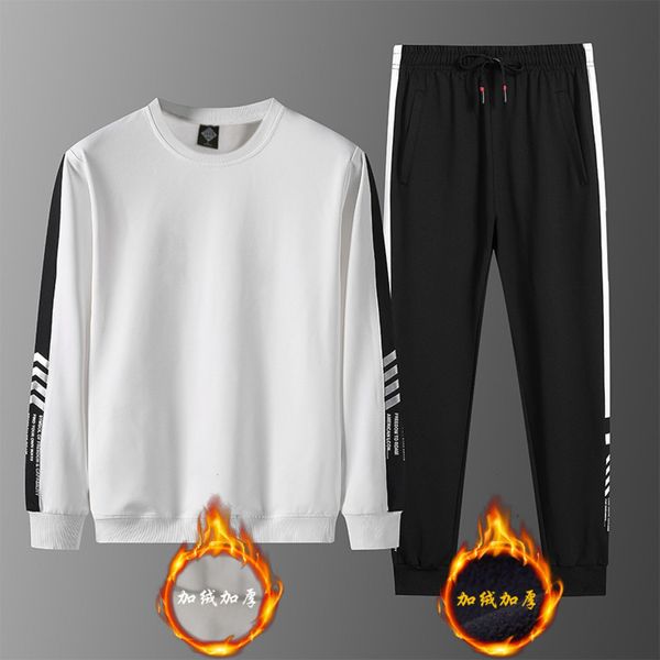 

men's leisure sports suit autumn and winter new trend korean knitted youth plush sweater sportswear, Gray