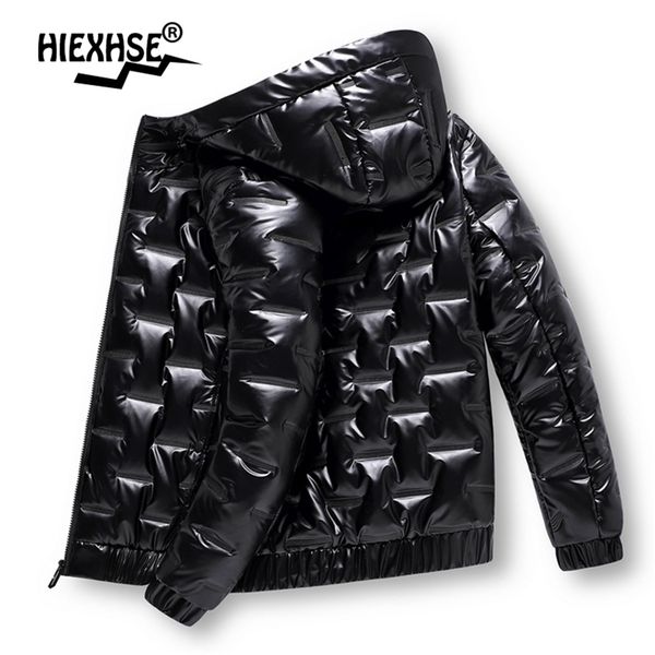 

autumn bubble padded clothes winter jackets men bright parka thickened warm silver waterproof jackets men snow coats m-6xl 211104, Black