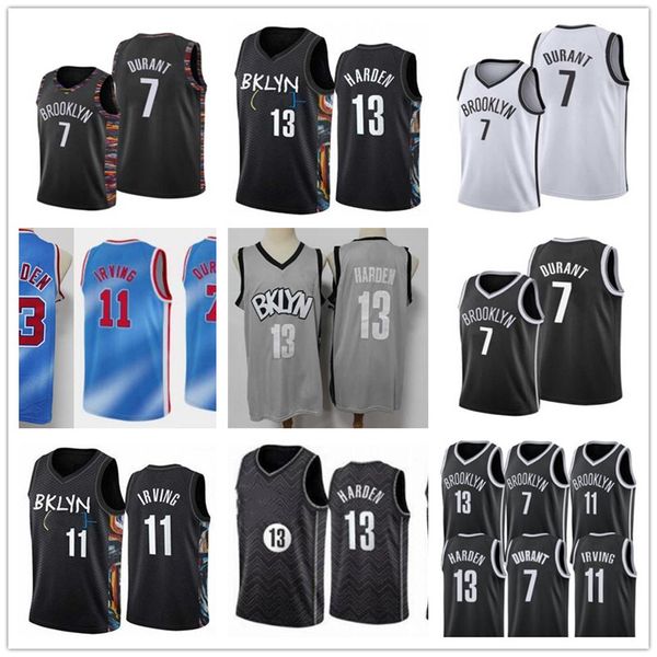 

new kevin kyrie 7 durant mens jersey 11 irving 13 city harden 13 basketball jersey basketball black white blue, Black;red