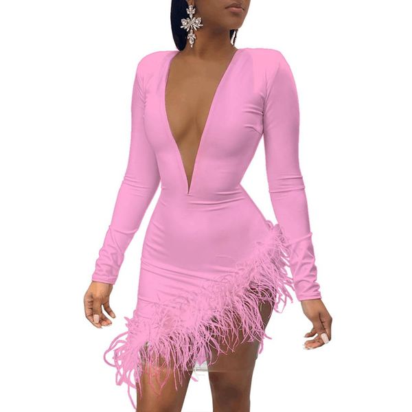 

2021women spring winter mini dress 2021 o-neck mesh feather patchwork night club party bandage street bodycon dresses gl3198, Black;gray