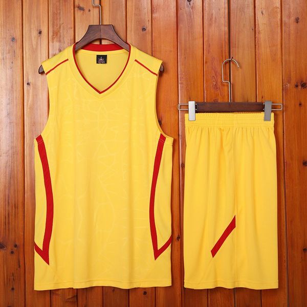 

casual running wear suit youth men's sleeveless sports suit summer yellow loose plus size vest breathable, Black;yellow