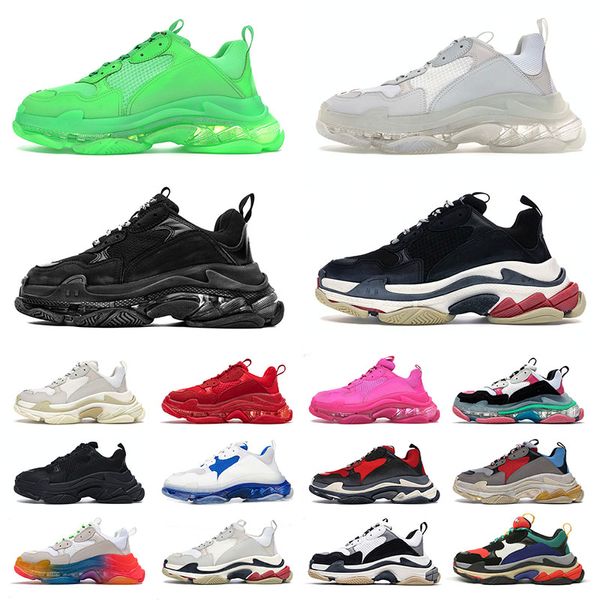 Mais novos homens Triple S Casual Designer Sapatos Paris 17 FW Homens Esportes Cristal Bottom Mulheres Treinadores Clear Sole Daddy Shoe Platform Sneakers Vintage Old Balencaigas Shoes