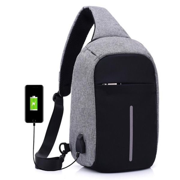

backpack recreation one shoulder chest bag male nylon waterproof anti-theft usb charging travel package