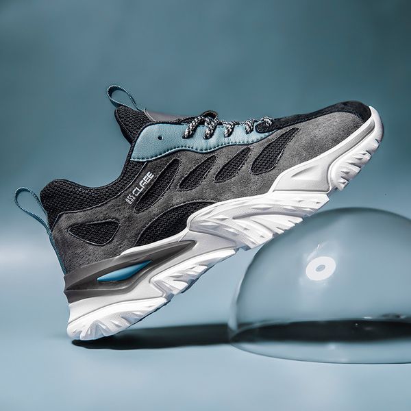 

2021 autumn winter men's versatile korean casual fashion running net red ins thick soled dad sho, Black