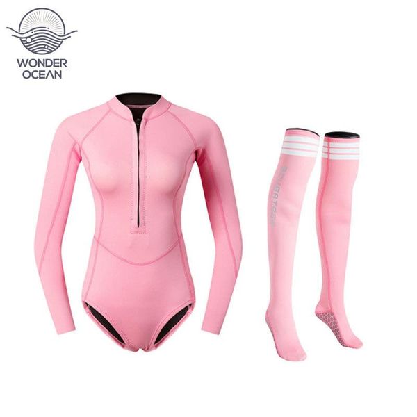 

2mm one-piece diving suit female snorkeling slim stockings bikini sunscreen warm jellyfish swim wear