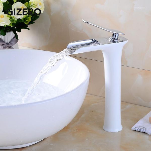 

bathroom basin faucet vessel sink taps white and chrome color cold waterfall single handle deck mounted zr593 faucets1