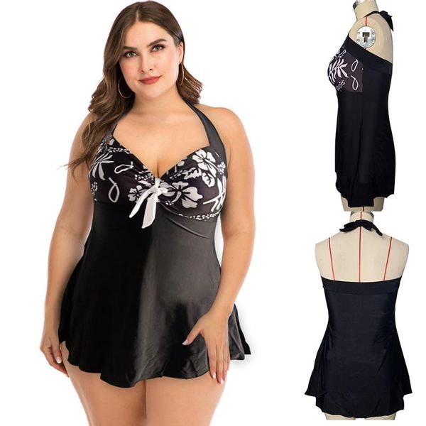 

large size halter women swimwear push up nylon tankini plus vintage bow-knot swimsuit with boyshorts one-piece suits