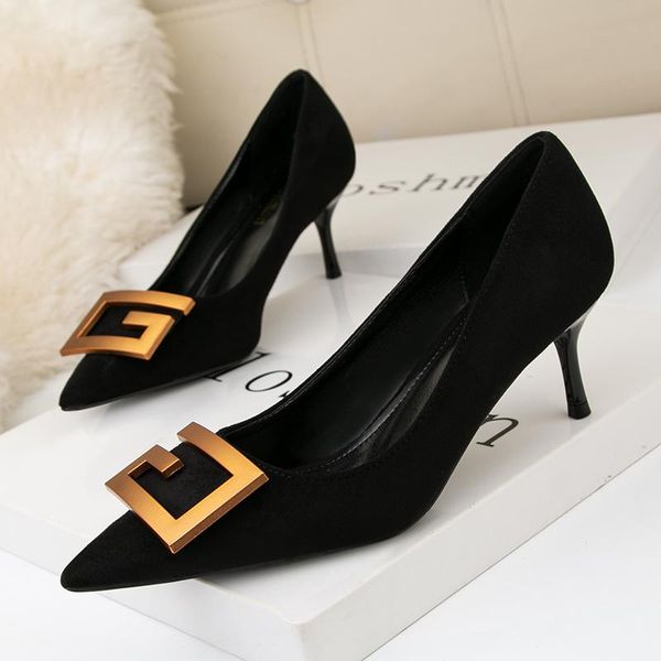 

dress shoes women's high heels pumps party office ladies 2021 designers woman thin pointed toe fashion summer, Black