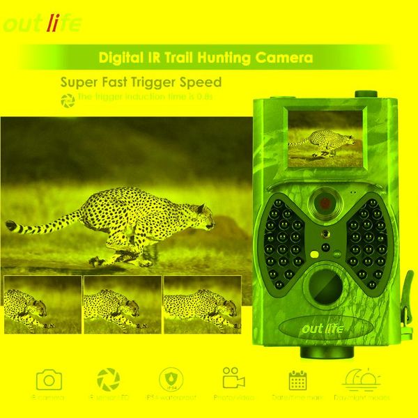 

outlife hc-300a night vision hunting camera hd 1080p 12 mp trail video scouting infrared ir leds po traps wild cameras